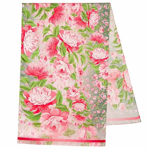 Шарф Павловопосадская платочная мануфактура,200х65 см, one size, красный, розовый