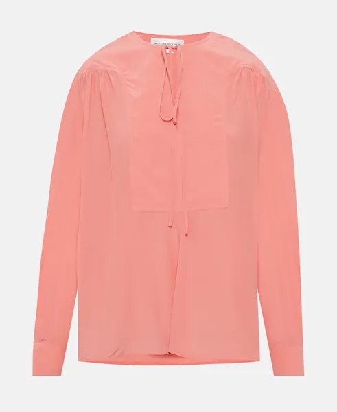 Шелковая блузка-рубашка Victoria Beckham, лосось