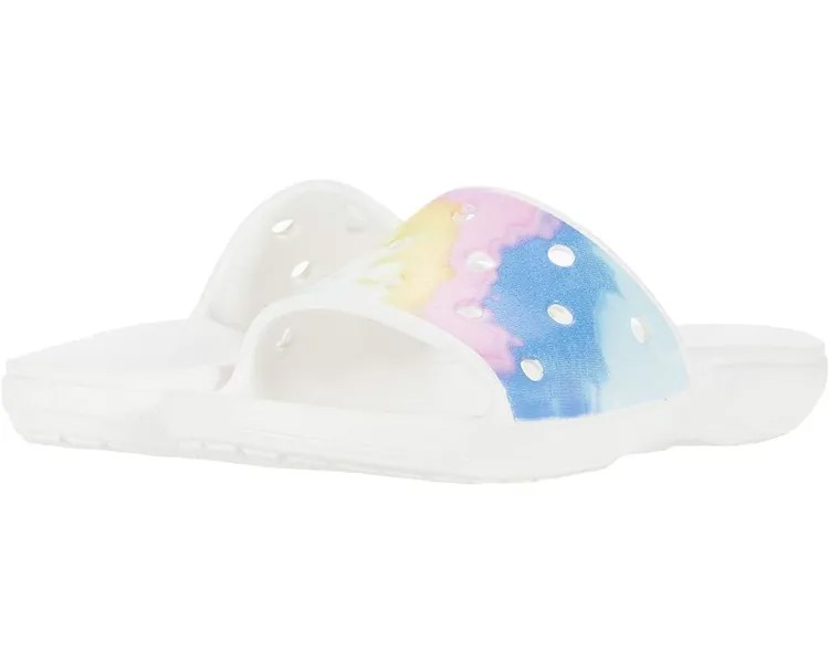 Сандалии Crocs Classic Slide - Tie-Dye Graphics, цвет White/Multi Tie-Dye