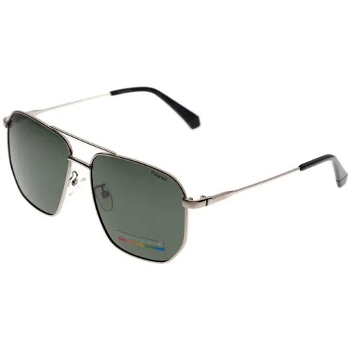 Солнцезащитные очки Polaroid PLD 4141/G/S/X, серебряный, зеленый