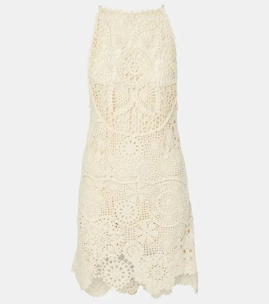 Мини-платье крючком из хлопка Mini Whimsy Staud, цвет buttercream