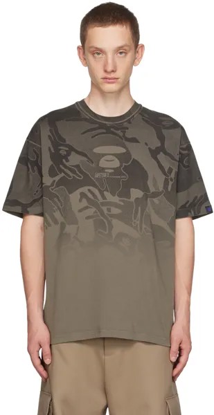 Серая футболка с принтом AAPE by A Bathing Ape