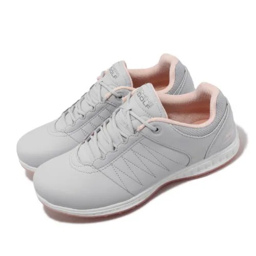 Skechers Go Golf Pivot Широкие светло-серые розовые женские туфли для гольфа с шипами 123009-WLGPK