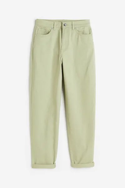 Брюки mom свободного кроя из твила H&M, зеленый