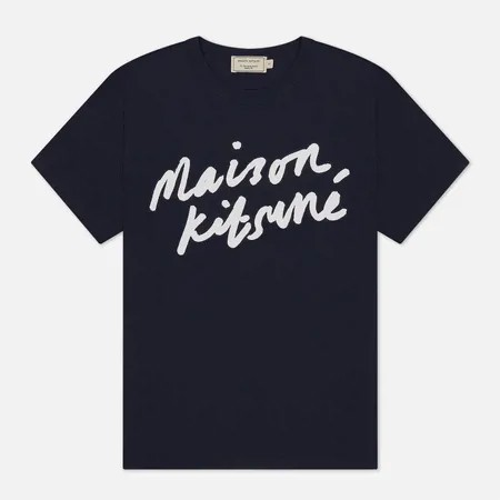 Женская футболка Maison Kitsune Handwriting, цвет синий, размер S
