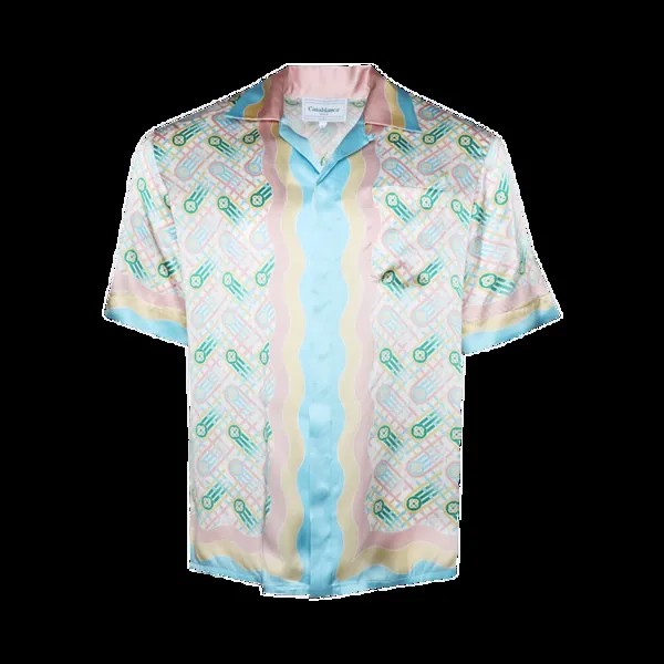 Рубашка Casablanca Cuban Collar Short-Sleeve 'Ping Pong Print', зеленый