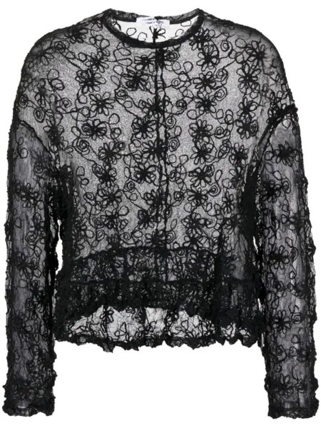Comme Des Garçons Comme Des Garçons прозрачная блузка с цветочной вышивкой, черный