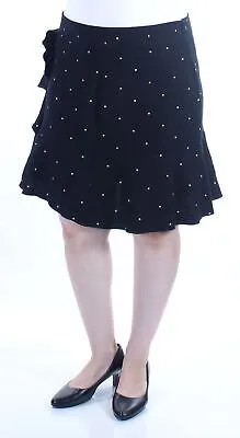PHILOSOPHY Женская черная юбка-трапеция длиной до колена в горошек с оборками Размер: 12