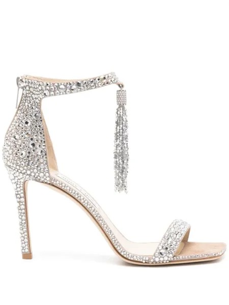 Jimmy Choo босоножки Vinca 95 с кристаллами, серебристый