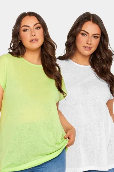 Комплект из 2-х футболок из материала имитирующего лен Yours, зеленый