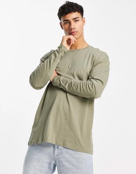 Лонгслив цвета хаки в стиле oversized New Look-Зеленый цвет