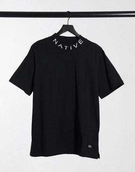 Черная футболка с высоким воротом и логотипом Native Youth-Черный