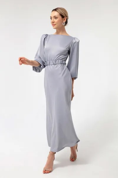 Женское серое помолвочное платье с длинными рукавами-фонариками Lafaba, серый