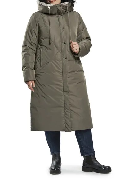 Пуховик-пальто женский D`imma 2023 зеленый 44-170