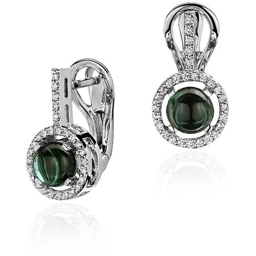 Серьги Эстет, белое золото, 585 проба, бриллиант, , серебристый