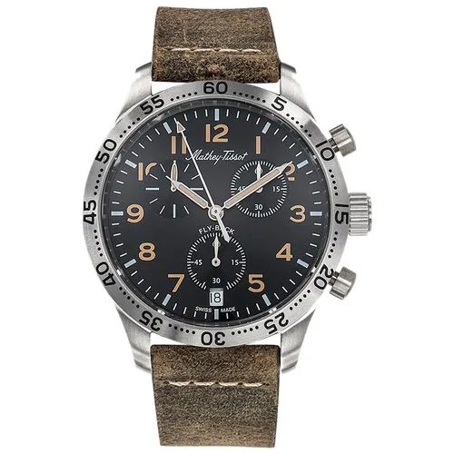 Наручные часы Mathey-Tissot Швейцарские наручные часы Mathey-Tissot H1821CHALNO с хронографом, коричневый