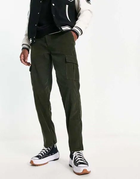 Шнуровые брюки-карго прямого кроя New Look цвета хаки