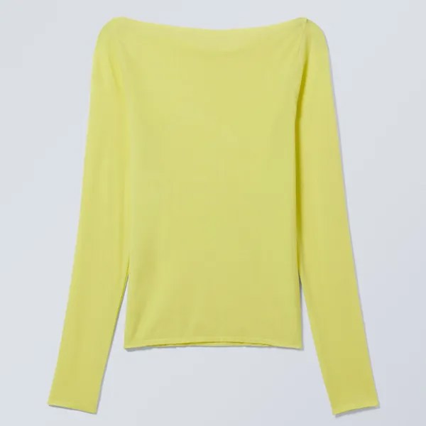 Лонгслив Weekday Semi-transparent With A Boat Neckline, желтый