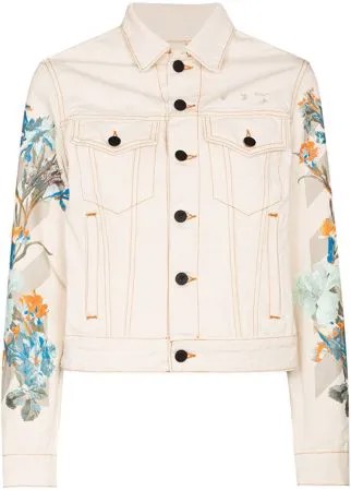 Off-White джинсовая куртка с цветочным принтом