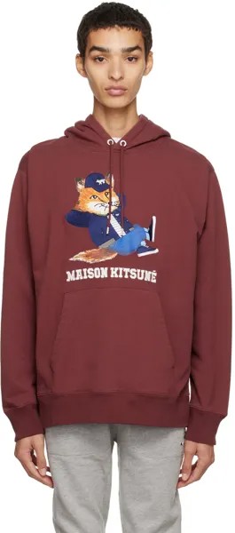 Темно-красный худи с принтом из лисы Maison Kitsune