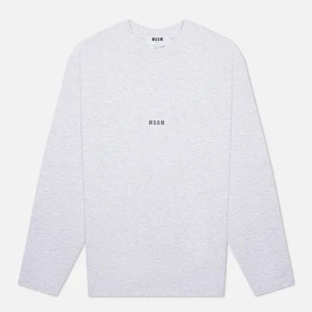 Мужской лонгслив MSGM Micrologo Basic Crew Neck, цвет серый, размер L