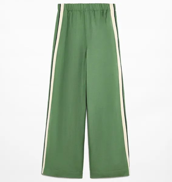 Спортивные брюки Oysho With Linen Appliqué Along The Sides, зеленый