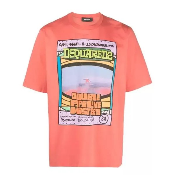 Футболка graphic-print multicolor cotton t-shirt Dsquared2, оранжевый