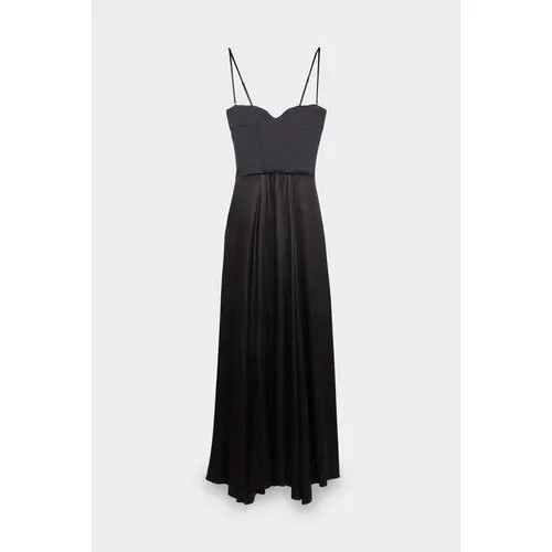 Платье Forte Forte, натуральный шелк, повседневное, свободный силуэт, миди, открытая спина, размер 44, черный