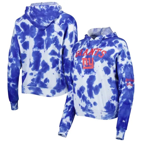 Женский флисовый пуловер с капюшоном New Era Royal New York Giants Cloud Dye New Era