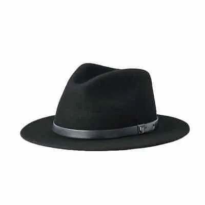 Шляпа Brixton Messer Fedora SU22 (черный/черный) с широкими полями, шерстяная фетровая кепка