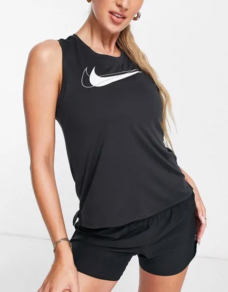 Черная майка с логотипом-галочкой Nike Running Dri-FIT-Черный цвет