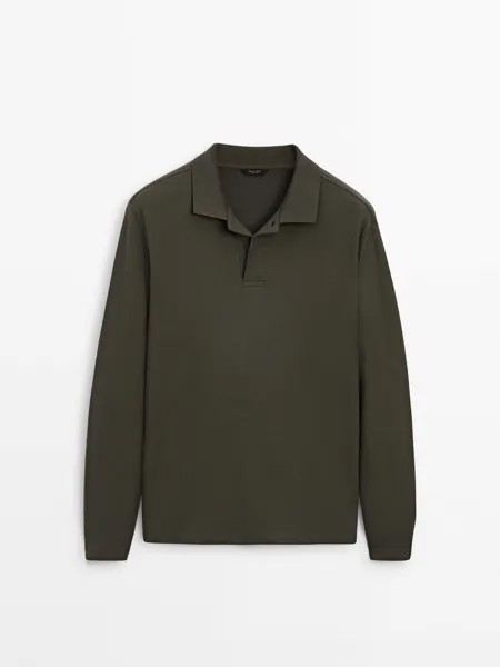 Удобная рубашка поло с длинным рукавом Massimo Dutti, зеленый