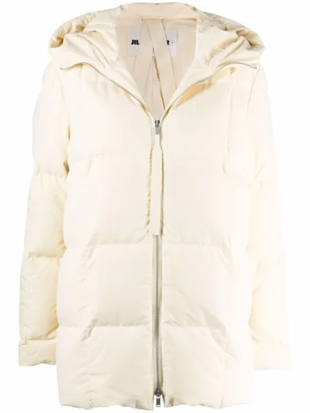 Jil Sander пуховик оверсайз с капюшоном, белый