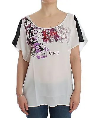 CNC COSTUME NATIONAL Белая футболка с мотивным принтом Топ Туника Блузка s. Рекомендуемая розничная цена: 260 долларов США.