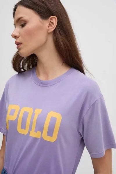 Хлопковая футболка Polo Ralph Lauren, фиолетовый