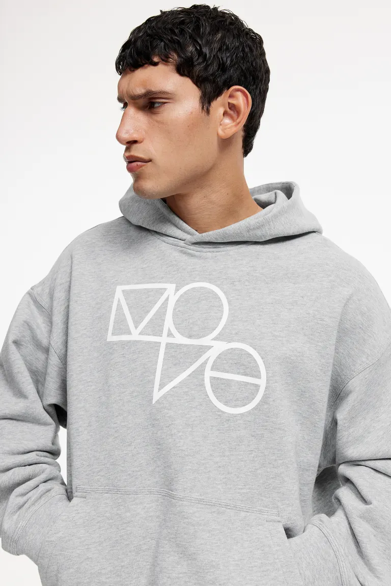 Спортивная толстовка drymove с капюшоном свободного кроя  H&M, серый