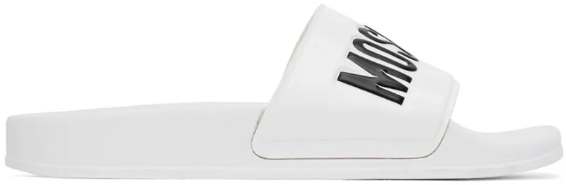 Белые шлепанцы для бассейна Moschino с логотипом