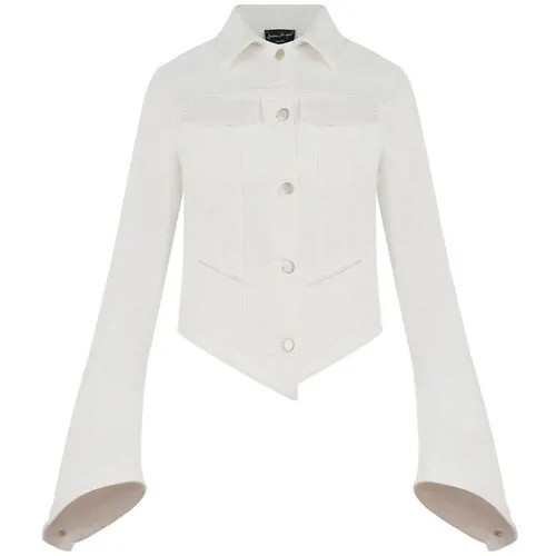 Джинсовая куртка  Andrea Ya'aqov, средней длины, силуэт прилегающий, размер m, белый