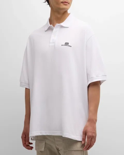 Мужская рубашка-поло оверсайз Balenciaga, цвет 9000 White