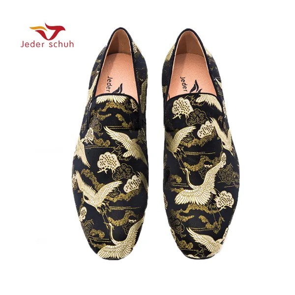Мужские туфли Jeder Schuh, черные, золотые, в китайском стиле, жаккардовые, плетеные, дизайнерские Лоферы ручной работы, повседневная обувь, тапки для курения