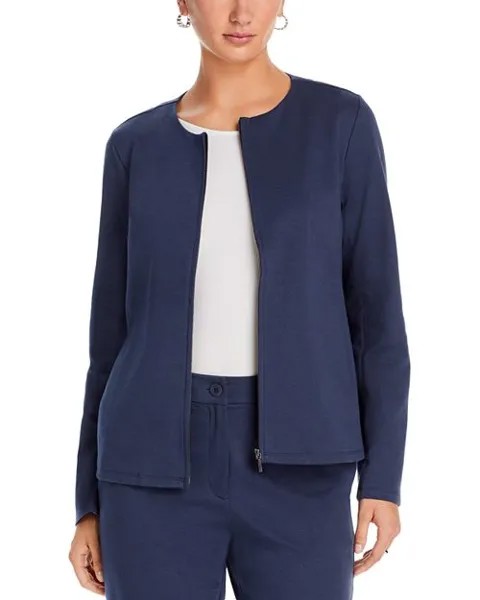 Куртка на молнии с круглым вырезом Eileen Fisher, цвет Blue