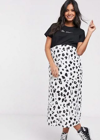 Белая юбка миди с леопардовым принтом ASOS DESIGN Maternity-Мульти