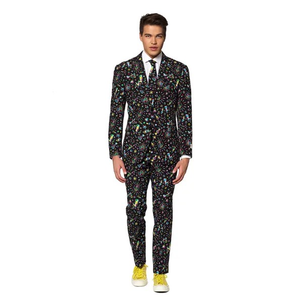 Мужской костюм с галстуком OppoSuits Slim Fit Disco Dude, черный