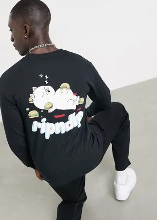 Черный лонгслив с принтом RIPNDIP Fat Hungry Baby-Черный цвет