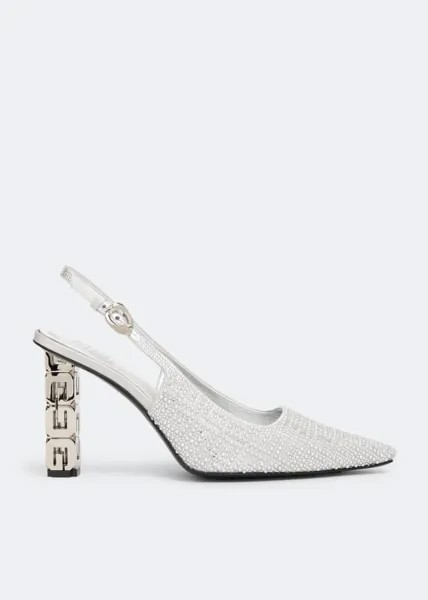 Туфли GIVENCHY G Cube slingback pumps, серебряный