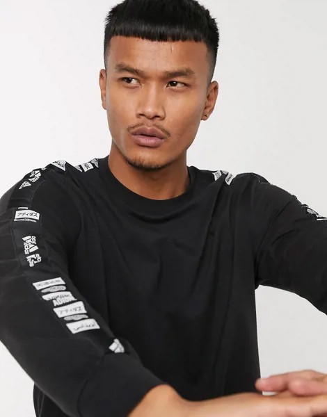 Черный лонгслив с фирменной лентой adidas Training-Черный цвет
