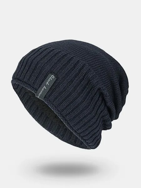Мужские однотонные вязаные шапки в полоску Skullies Beanie Cap, теплые На открытом воздухе повседневные шапки