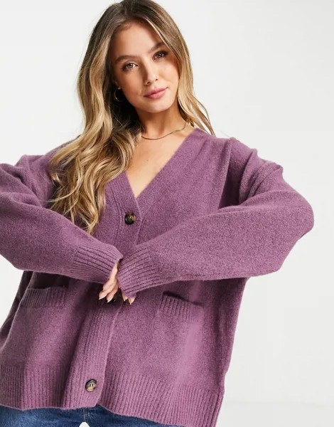 Фиолетовый oversized-кардиган из переработанного полиэстера Monki-Фиолетовый цвет