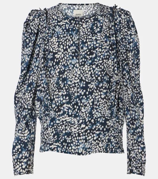 Блузка Zarga с принтом из смесового шелка Isabel Marant, цвет midnight/white