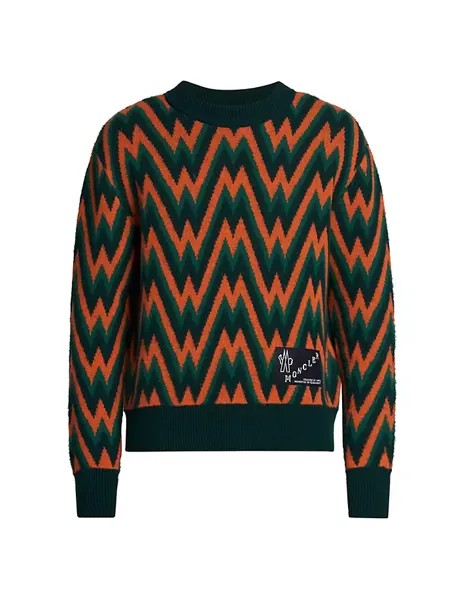 Moncler Мужской шерстяной свитер интарсии Moncler, цвет green orange